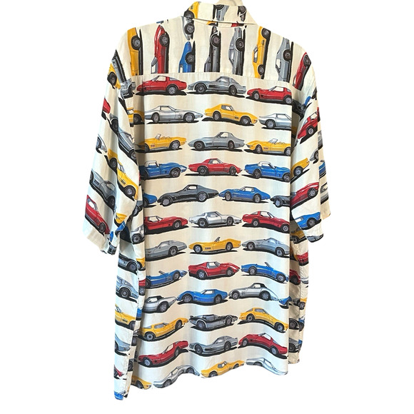 REYN SPOONER Men's Size XL Multicolor VTG Classic Car Print Hawaiian Aloha Shirt - Picture 7 of 8